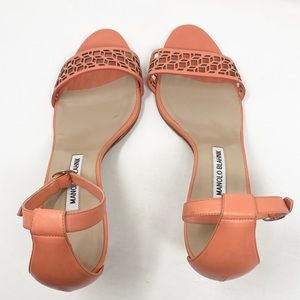 Manolo Blahnik Coral Cutout Leather Sandals